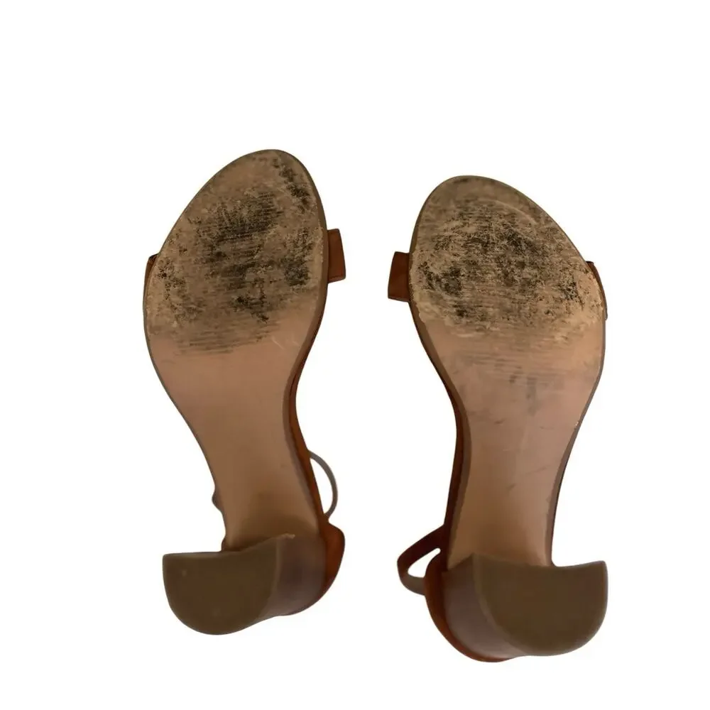 Steve Madden Carrson Chestnut Brown Leather Suede Block Heeled Sandals Size 8